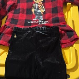 Ralph Lauren Red Plaid Polo Bear Top